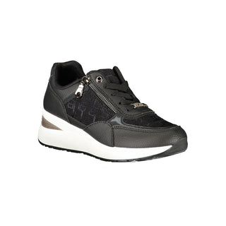 Schwarzer Polyurethan-Sneaker für Damen