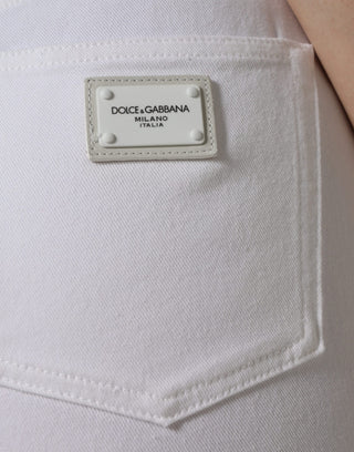 Weiße AUDREY Baumwoll-Logo-Skinny-Jeans