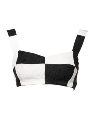 Schwarz-weißes, kurz geschnittenes Bustier-Korsett-BH-Oberteil