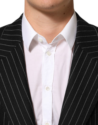 Dark Gray Stripes 2 Buttons Suit Jacket Blazer