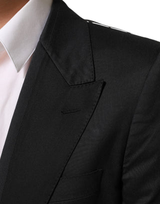 Black Cotton 2 Buttons Suit Jacket Blazer