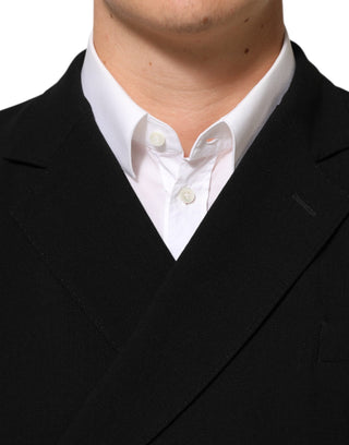 Schwarzer Herren-Blazer aus Wolle, zweireihig