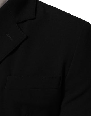 Schwarzer Herren-Blazer aus Wolle, zweireihig