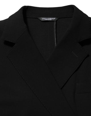 Schwarzer Herren-Blazer aus Wolle, zweireihig