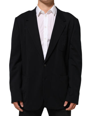 Dark Blue Viscose 2 Buttons Suit Jacket Blazer
