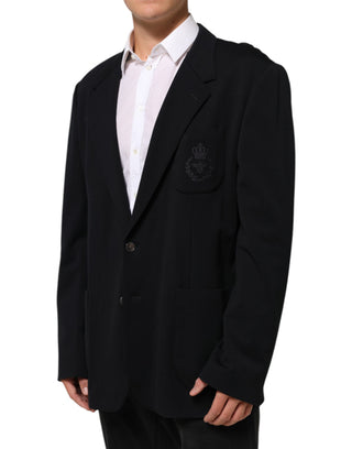 Dark Blue Viscose 2 Buttons Suit Jacket Blazer