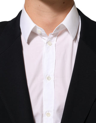 Dark Blue Viscose 2 Buttons Suit Jacket Blazer
