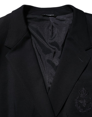 Dark Blue Viscose 2 Buttons Suit Jacket Blazer