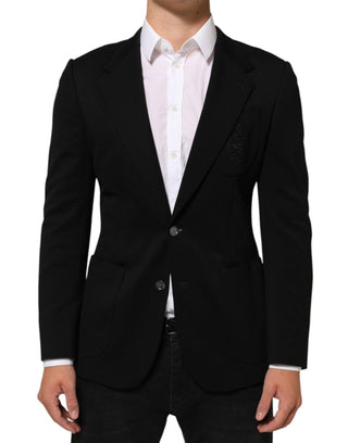 Black Viscose 2 Buttons Suit Jacket Blazer