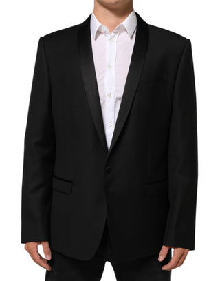 Black Wool GOLD 1 Button Men Suit Blazer