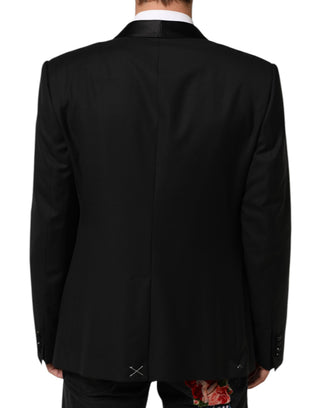 Black Wool GOLD 1 Button Men Suit Blazer