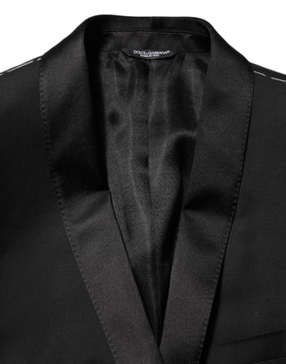 Black Wool GOLD 1 Button Men Suit Blazer