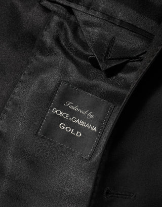 Black Wool GOLD 1 Button Men Suit Blazer
