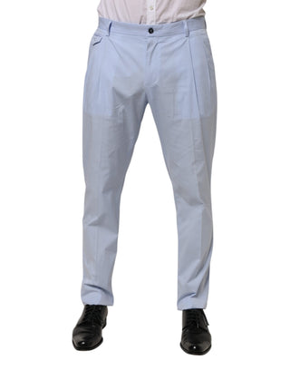 Hellblaue Baumwoll-Stretch-Tapered-Herrenhose