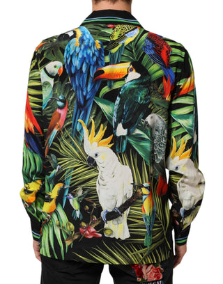 Mehrfarbiges Papageien-Print Freizeit-Hemd