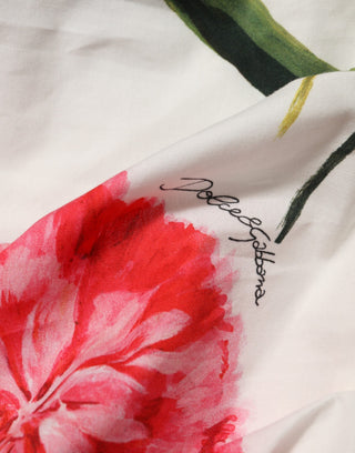 Weißes, ärmelloses, figurbetontes Kleid mit Blumenmuster und One-Shoulder-Träger