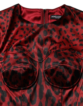 Rot Leopard Etui Langarmkleid
