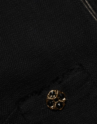Chaqueta corta negra de algodón con cremallera completa