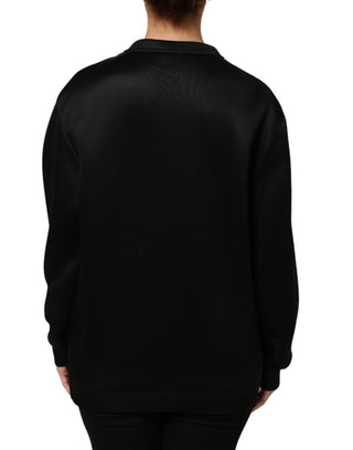 Schwarzer Pullover mit Kristall DG Logo und Halskette