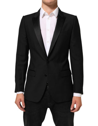 Schwarzer Anzugblazer aus Wolle mit 2 Knöpfen für Herren – MARTINI