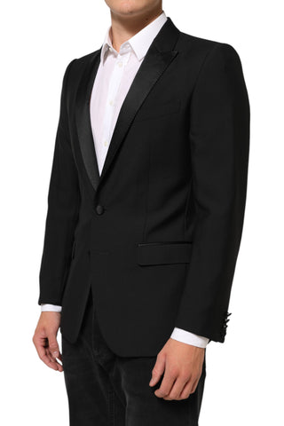 Schwarzer Anzugblazer aus Wolle mit 2 Knöpfen für Herren – MARTINI