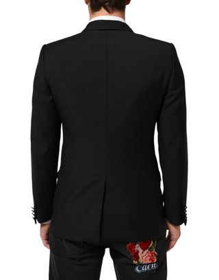 Schwarzer Anzugblazer aus Wolle mit 2 Knöpfen für Herren – MARTINI