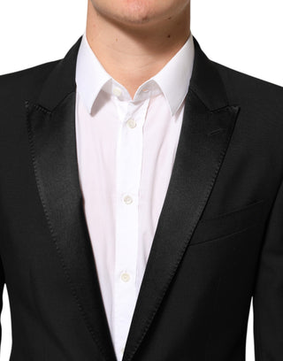 Schwarzer Anzugblazer aus Wolle mit 2 Knöpfen für Herren – MARTINI