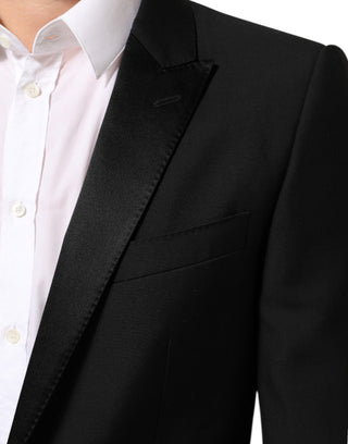 Schwarzer Anzugblazer aus Wolle mit 2 Knöpfen für Herren – MARTINI
