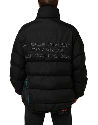 Black Nylon Puffer Men Full Zip Jacket
