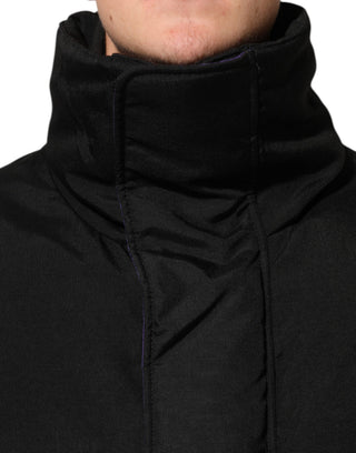 Black Nylon Puffer Men Full Zip Jacket