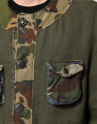 Brown Camouflage Linen Button Down Jacket