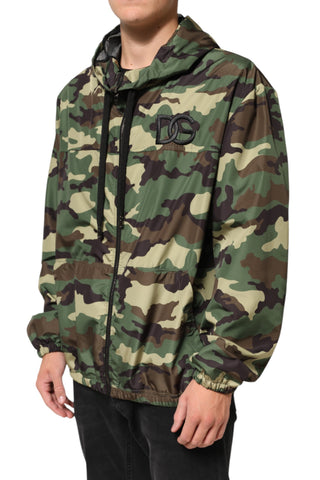 Sudadera con capucha y estampado de camuflaje verde