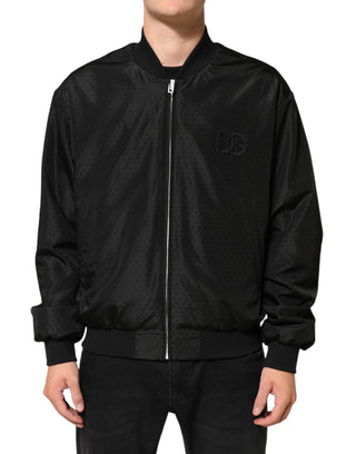 Chaqueta bomber negra para hombre de acetato con cremallera completa