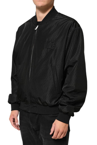Chaqueta bomber negra para hombre de acetato con cremallera completa