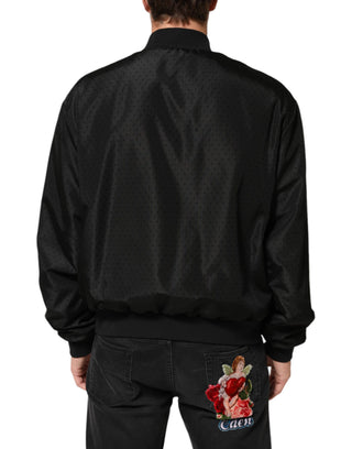 Chaqueta bomber negra para hombre de acetato con cremallera completa