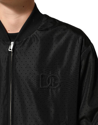 Chaqueta bomber negra para hombre de acetato con cremallera completa
