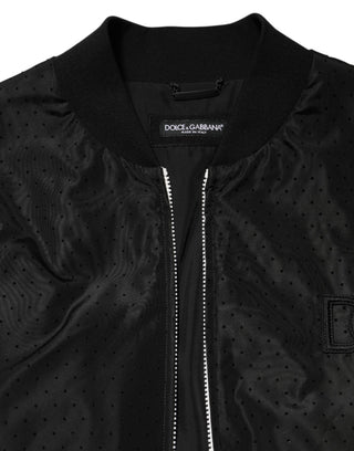 Chaqueta bomber negra para hombre de acetato con cremallera completa