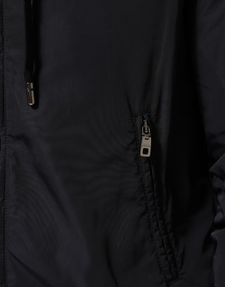Blue Logo Tape Hooded Full Zip Bomber Jacket