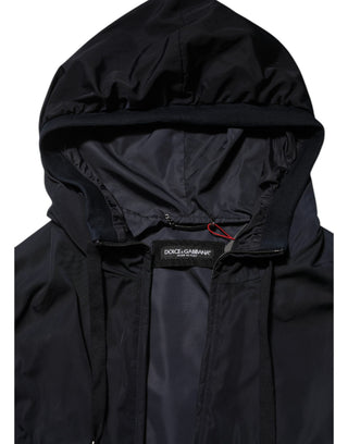 Blue Logo Tape Hooded Full Zip Bomber Jacket