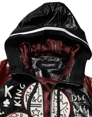 Mehrfarbige Kapuzenleder DG King Herren Bikerjacke