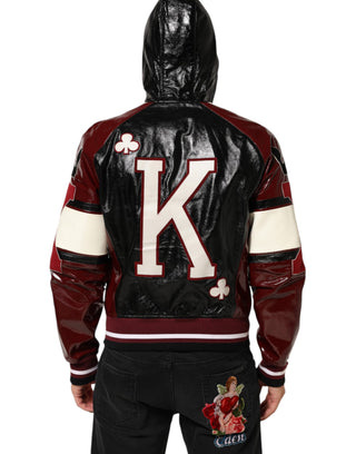 Mehrfarbige Kapuzenleder DG King Herren Bikerjacke