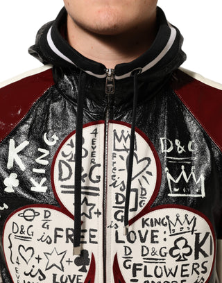 Mehrfarbige Kapuzenleder DG King Herren Bikerjacke