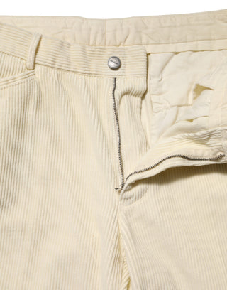 Beige Corduroy Cotton Straight Men Trouser Pants