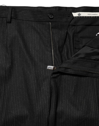 Schwarze Baumwoll-Mid-Waist-Stoffhose