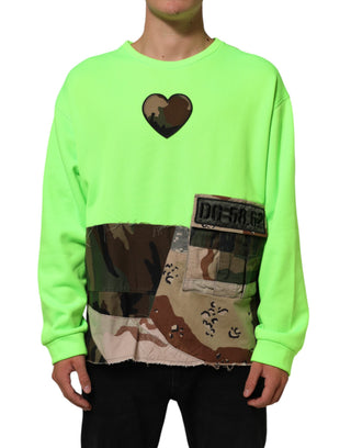 Grünes Patchwork-Herz Herren-Sweatshirt-Pullover