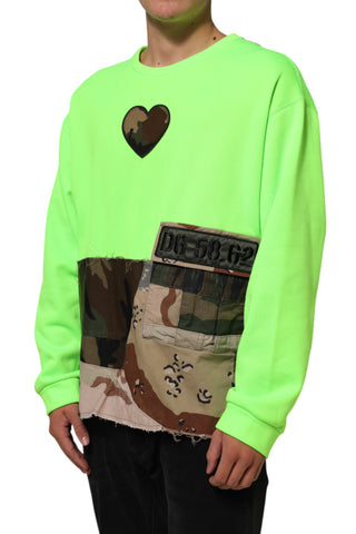 Grünes Patchwork-Herz Herren-Sweatshirt-Pullover