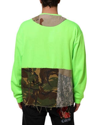 Grünes Patchwork-Herz Herren-Sweatshirt-Pullover