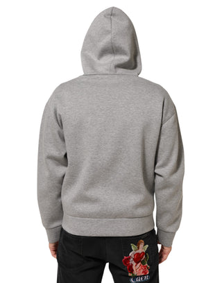 Grauer Logo Kapuzenpullover aus Baumwolle