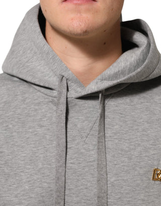 Grauer Logo Kapuzenpullover aus Baumwolle