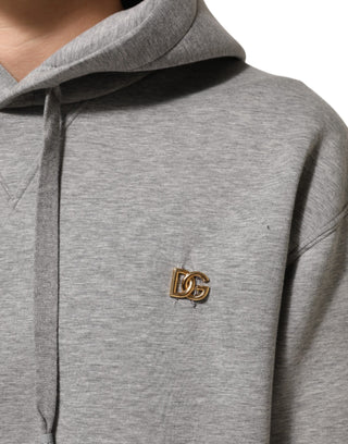 Grauer Logo Kapuzenpullover aus Baumwolle